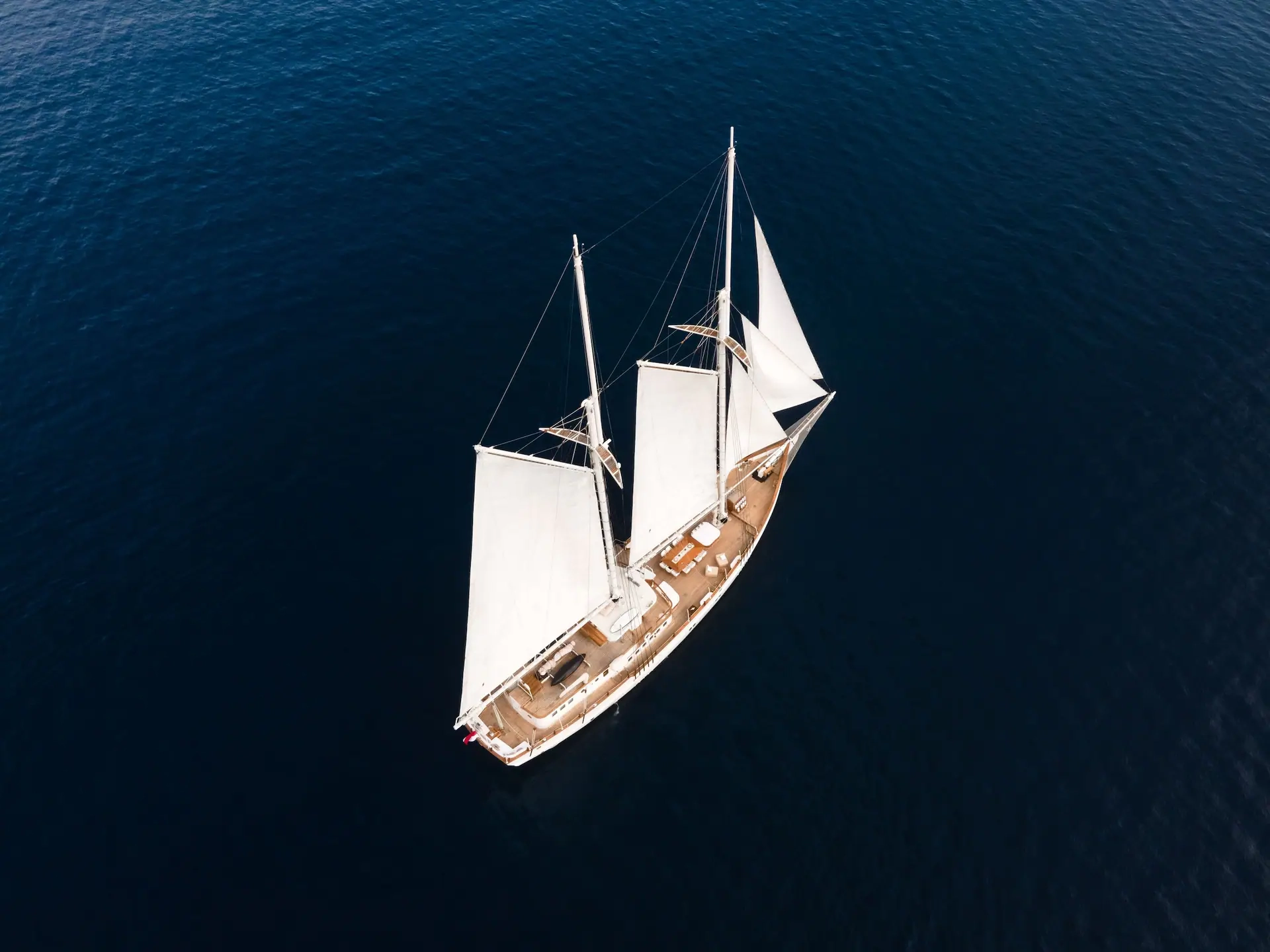 Aerial view of Mutiara Laut sailing in Indonesia